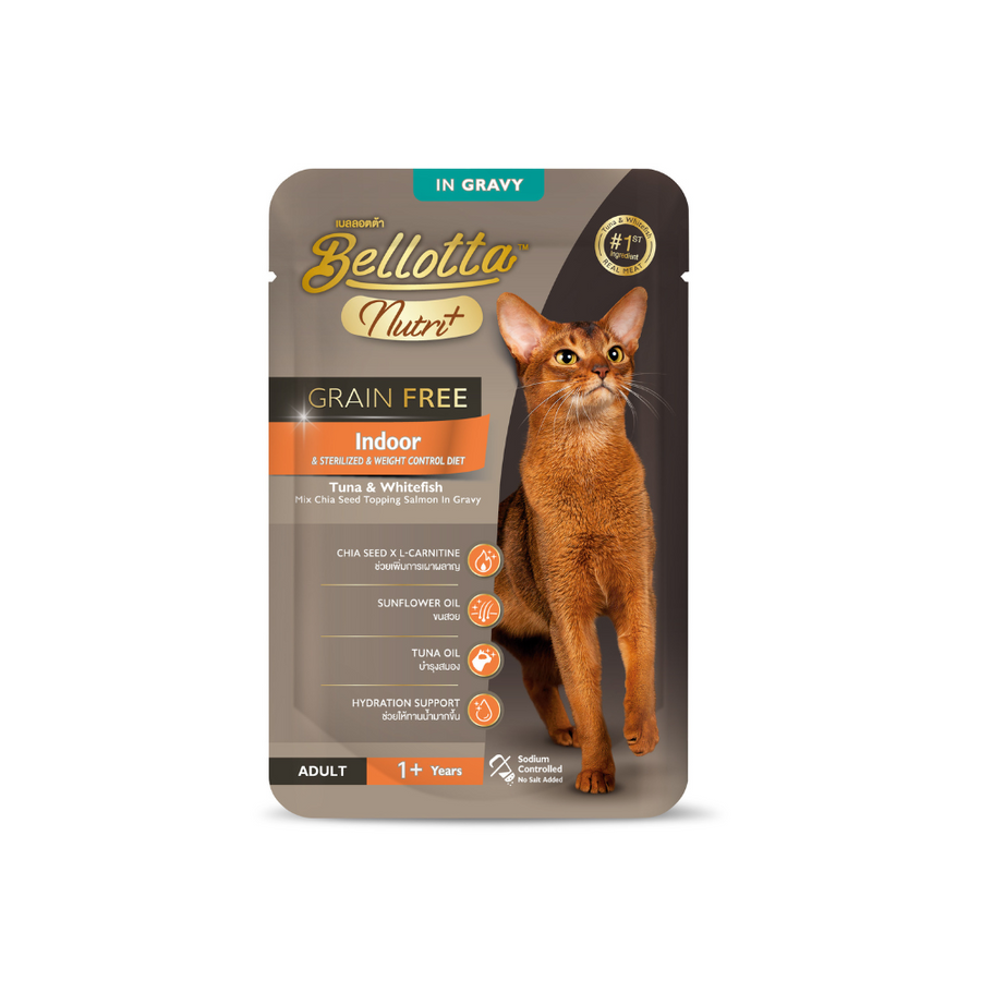 Bellotta Nutriplus Grain Free Pouch - Indoor, 65g (Pack of 12)