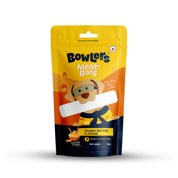 Bowlers Peanut Butter Flavour Meat Bars | Dog Treats. 80g Ingredients