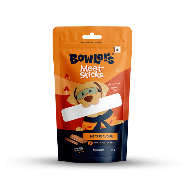 Bowlers Meat Sticks Dog Treats | Meat Flavor, 75g Ingredients