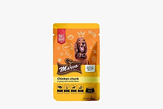 Marvo Adult Chicken Chunk Gravy Wet Food for Adult Dogs, 70g Ingredients