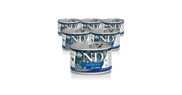 N&D Ocean COD Adult Mini Wet Dog Food. 140g (Pack of 6) Ingredients