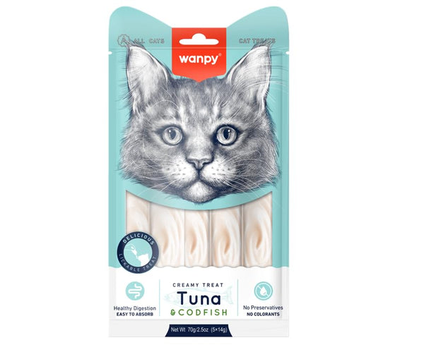 Wampy Creamy Treat for Cats | Tuna Codfish Flavor, 70g Ingredients