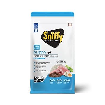 Sniffy Puppy Dry Dog Food - 10 kg | Real Chicken & Egg, for Dogs Ingredients