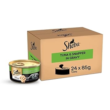 Sheba Deluxe Premium Adult (1+ Years) Wet Cat Food, Tuna & Snapper in Gravy, 85 g Can (Pack of 24)