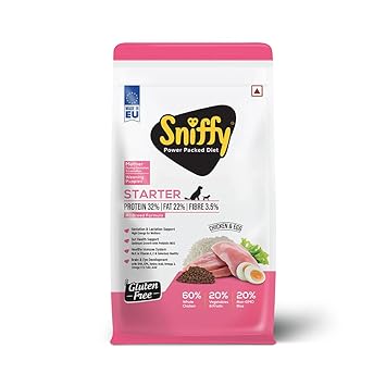 Sniffy Starter Dry Dog Food - 3 Kg for Pregnant Mother & Weaning Puppy | Real Chicken & Egg Ingredients