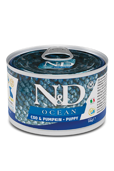 N&D Ocean COD Adult Mini Wet Dog Food. 140g (Pack of 3) Ingredients