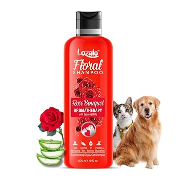 Lozalo Floral Rose Aromatherapy Pet Conditioning Shampoo- 500 ml for Dogs & Cats (Pack of 2)