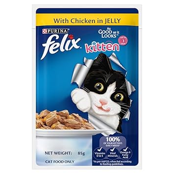 Purina Felix with Chicken in Jelly Wet Food for Kittens, 85g Ingredients