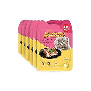 Bellotta Wet Food for Cats and Kittens, Tuna & Chicken in Jelly Kitten Pouch 85g, (Pack of 6)