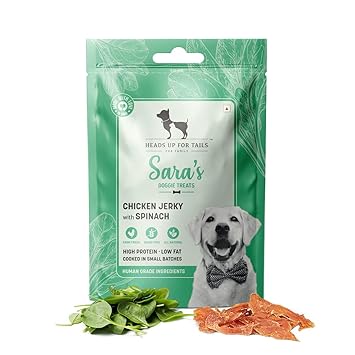 HUFT Sara's Doggie Treats Chicken Jerky with Spinach, 70g