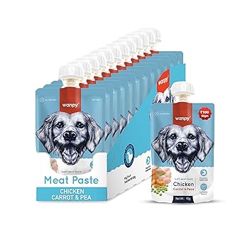 Wampy Meat Paste for Dogs Chicken, Carrot & Peas Flavour, 90g - All lifestages Ingredients
