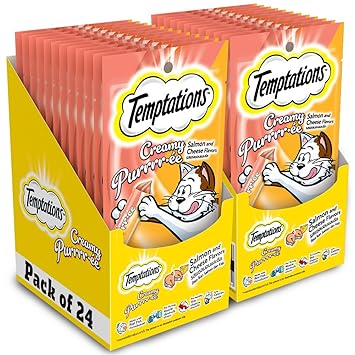 Temptations Creamy Purrrrr-ée Lickable Cat Treats, Salmon & Cheese Flavour, 48g Ingredients