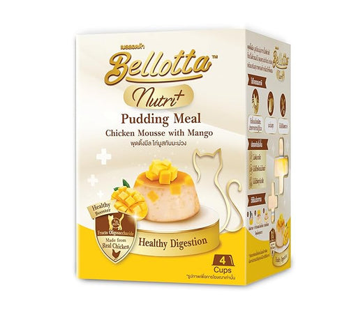 Bellotta Nutri+ Cat Pudding Meal, Chicken Mousse with Mango, Healthy Digestion Formula, 100g (Pack of 4)