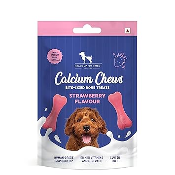 HUFT Calcium Chews Bite-Sized Bone Treats for Dogs Strawberry Flavour, 200gm Ingredients