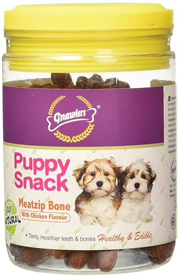 Gnawlers Zip Jar & Pouch Puppy Snacks Jar, 180g