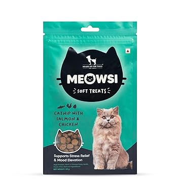 HUFT Meowsi Catnip with Salmon & Chicken Soft Cat Treat, 50g Ingredients