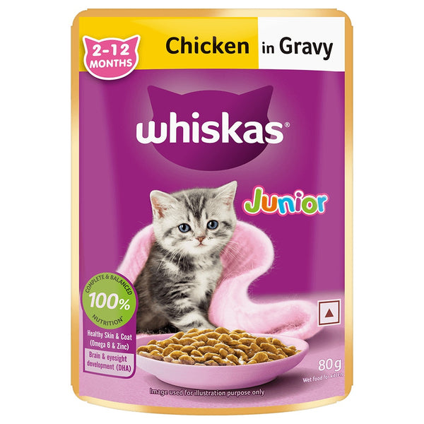 Whiskas Wet Food for Kittens (2-12 Months), Chicken in Gravy Flavour, 12 pouches (12x 80g) Ingredients