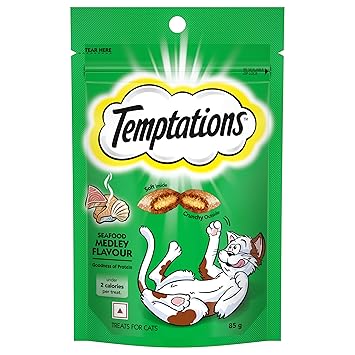 Temptations Crunchy Cat Treats, Seafood Medley Flavour, 85 g
