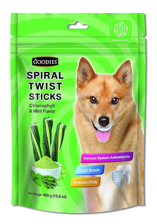 Goodies Spiral Twist Sticks - Chlorophyll Flavor, 450g for Dogs Ingredients