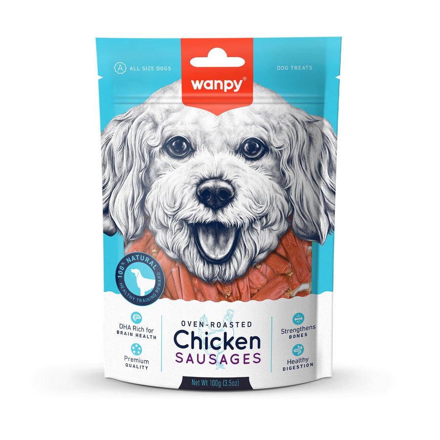 Wanpy Natural Dog Treat | Chicken Sausages 100Gm (Pack of 1)