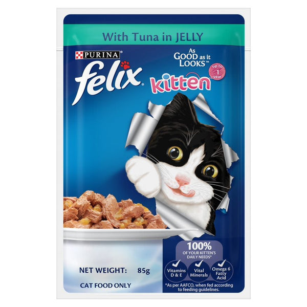Purina Felix with Tuna in Jelly Wet Food for Kittens, 85g Ingredients