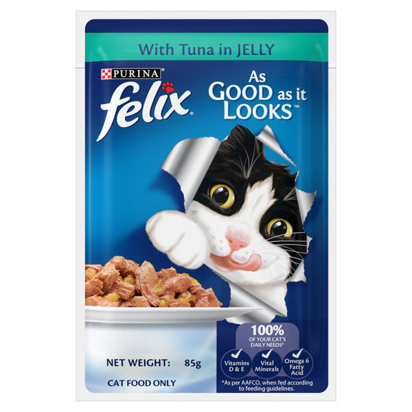 Purina Felix Adult Wet with Tuna in Jelly Wet Cat Food, 85g Ingredients
