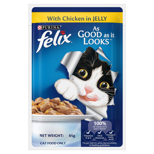 Purina Felix Adult with Chicken in Jelly Wet Cat Food, 85g Ingredients