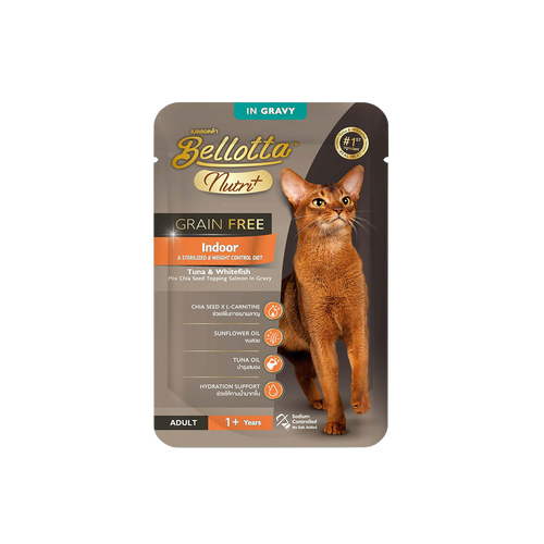 Bellotta Nutriplus Grain Free Pouch - Indoor for Cats, 65g (Pack of 12)
