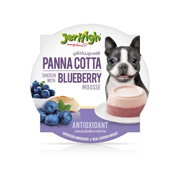 Jerhigh Panna Cotta Chicken with Blueberry Treat For Dogs, 70g (Pack of 4) Ingredients
