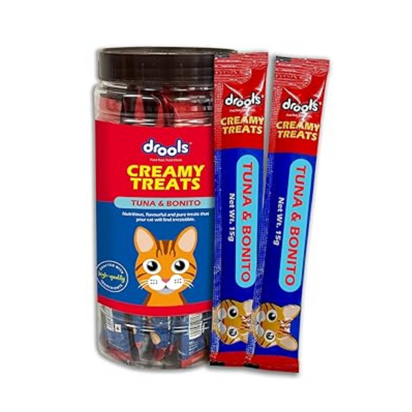 Drools Creamy Lickable Cat Treats Tuna & Bonito 25Pcs, 375G Pack, All Life Stages Ingredients