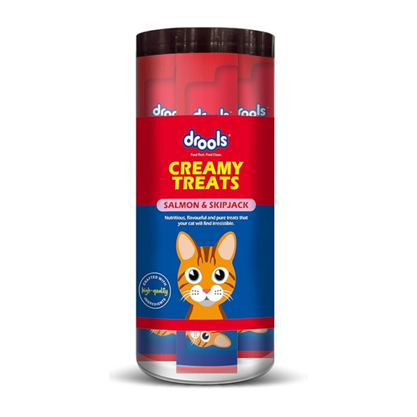 Drools Creamy Lickable Cat Treats Salmon & Skipjack 25Pcs Pack, 375g Pack, All Life Stages Ingredients