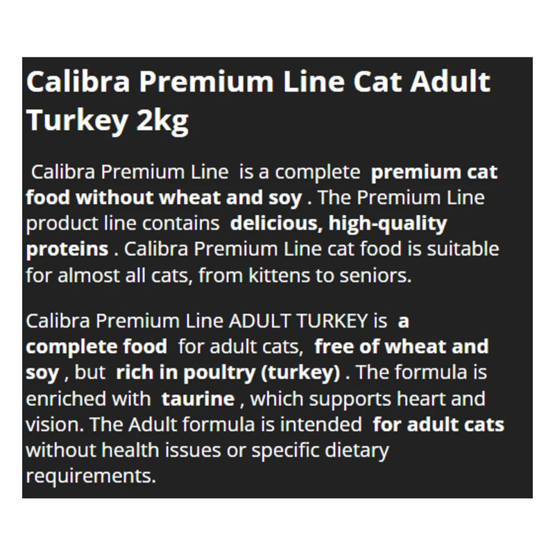 Calibra Premium Line Adult Rich in Turkey Dry Cat Food 2kg - Image 2