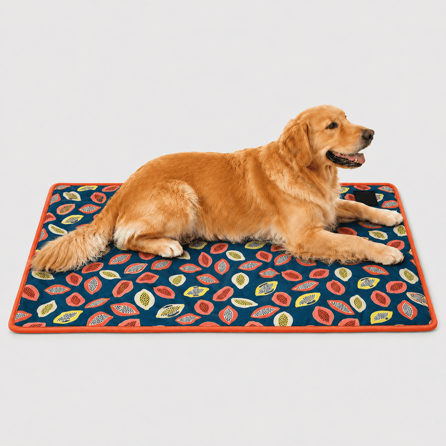 Furrfab Papaya Print Blue Pet Mat for Dog & Cat