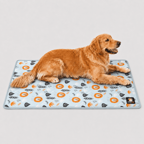 Furrfab Cute Lion Print Sky Blue Pet Mat for Dog & Cat