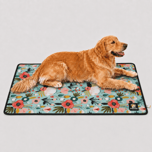 Furrfab Multifloral Print Sky Blue Pet Mat for Dog & Cat