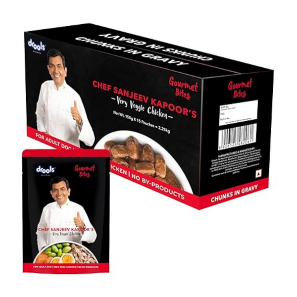 Drools Chef Sanjeev Special Chicken Chunks Gravy 150g (15 Pouches) Ingredients