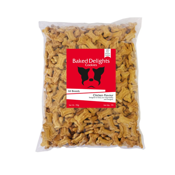 Baked Delights 1 Chicken Flavour, Real Chicken Baked Cookies, Bone Shaped- Dog Treats, 800 gm Ingredients