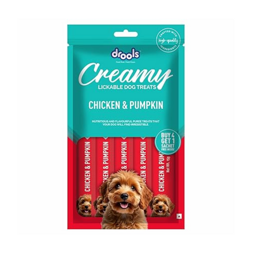 Drools Dog Treats, Creamy Chicken & Pumpkin, Tasty & Nutritious Snack for All Breeds, (15g x5),75g