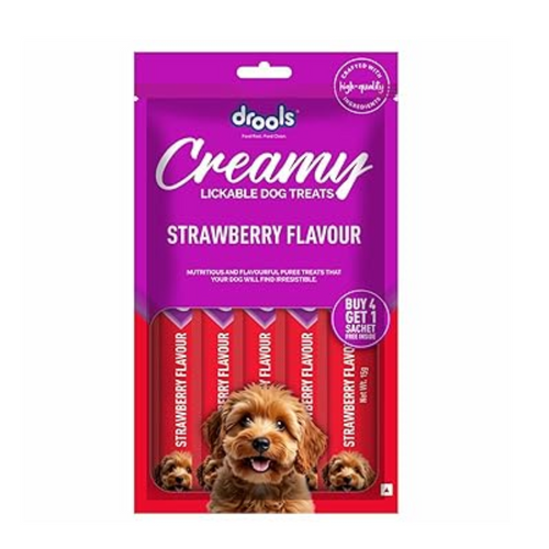 Drools Dog Treats, Creamy Strawberry 5 Sticks Tasty & Nutritious Snack for All Breeds, (15g x5),75g