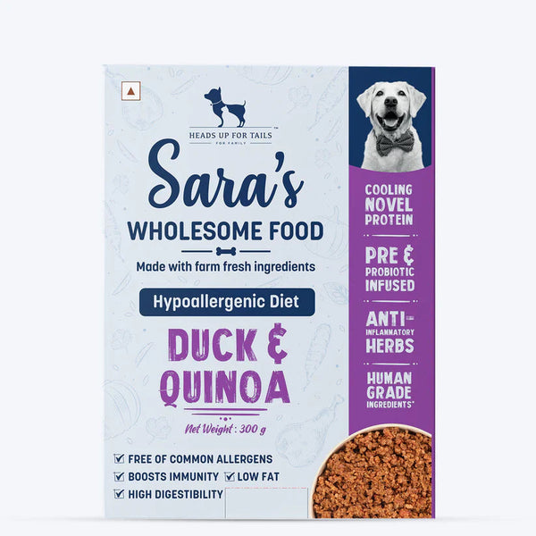 HUFT Sara's Wholesome Hypoallergenic Diet Duck & Quinoa Dog Wet Food, 300g Ingredients