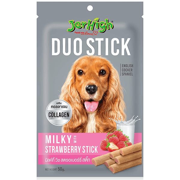 JerHigh Milky Strawberry Duo Stick Dog Treat, 50g (Pack of 3) Ingredients