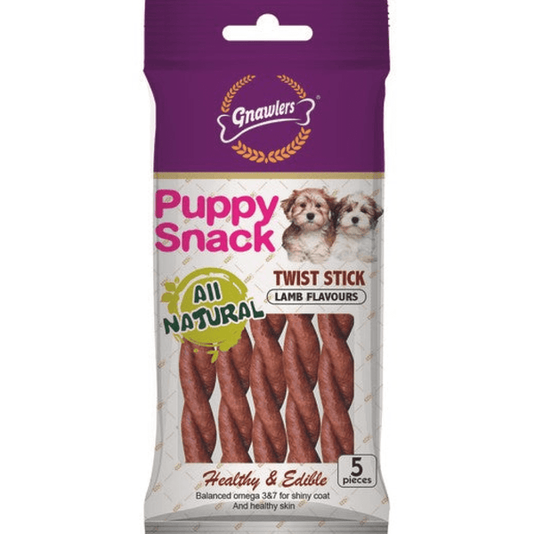 Gnawlers Puppy Snack Twist Sticks Lamb Flavoured Dog Treats, 80g (Pack of 6) Ingredients