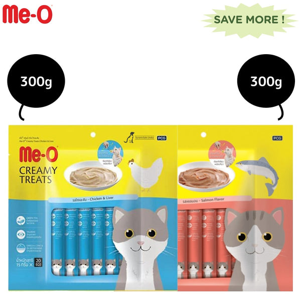 Me-O Creamy Salmon and Chicken & Liver Cat Treat Combo 2x300g (40 Pc) Ingredients