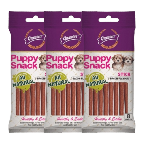 Gnawlers Puppy Snack Stick Bacon Flavoured Dog Treats, 80g (Pack of 3) Ingredients