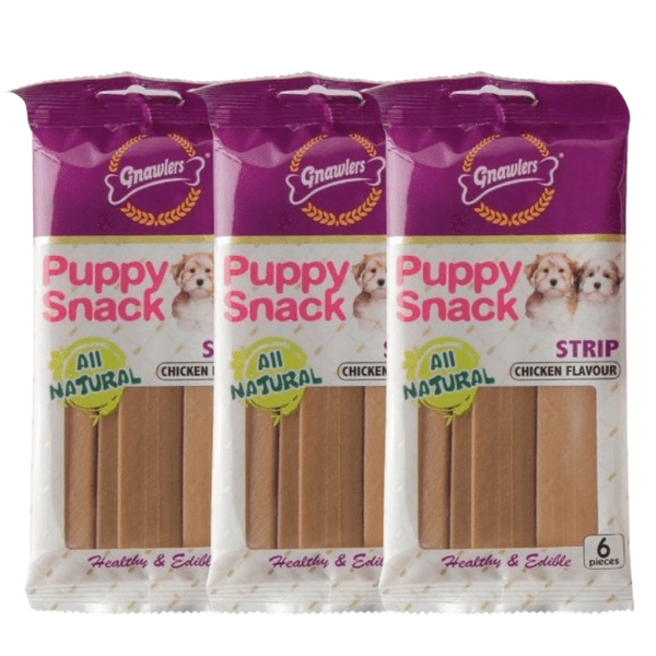 Gnawlers Puppy Snack Strip Chicken Flavoured Dog Treats, 80g (Pack of 6)