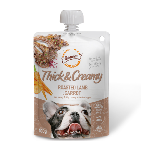 Gnawlers Thick & Creamy Dog Treat - Roasted Lamb & Carrot Flavor, 100g Ingredients