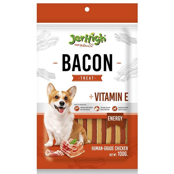 JerHigh Bacon Treat Fully Digestible High Protein Treats for Dogs, 100gm Ingredients