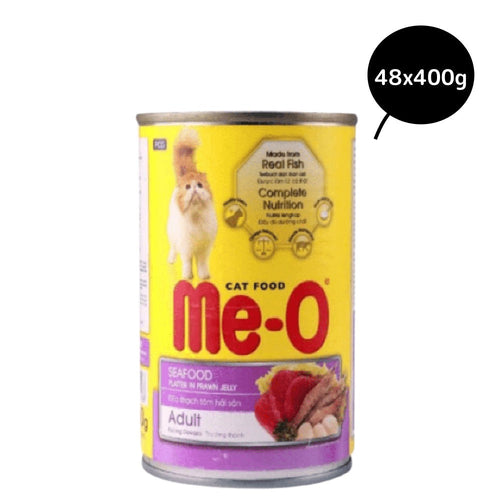 Me-O Seafood Platter in Prawn Jelly Canned Adult Cat Wet Food, 400g