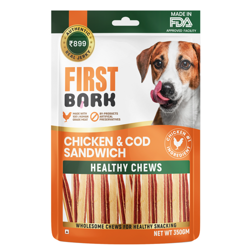 First Bark Chicken & cod Sandwhich Dog Treat, 350g