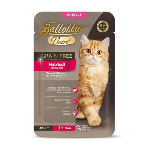 Bellotta Nutriplus Grain Free Pouch - Hairball Control Diet, for Cats 65g (Pack of 12)